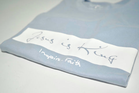 Jesus is King Tee - Stonewashed Denim